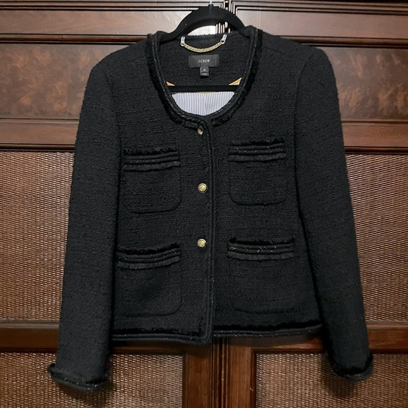 J. Crew Black Buckle Lady Blazer Size 10 Academia Work Office Chic Elegant Fall - Picture 10 of 15